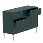 Dresser - 6 Drawers - Gold Legs with Honeycomb Pattern