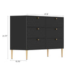 Dresser - 6 Drawers - Gold Legs with Honeycomb Pattern