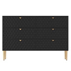 Dresser - 6 Drawers - Gold Legs with Honeycomb Pattern