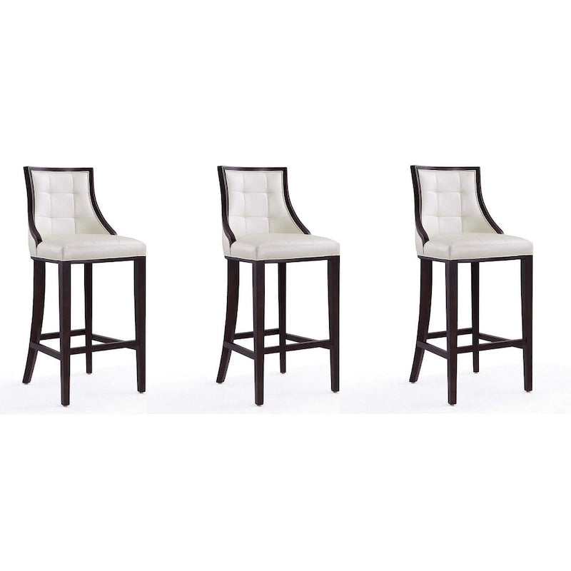 Manhattan Comfort Fifth Avenue 45 in. Walnut Beech Wood Bar Stool (Set of 3)