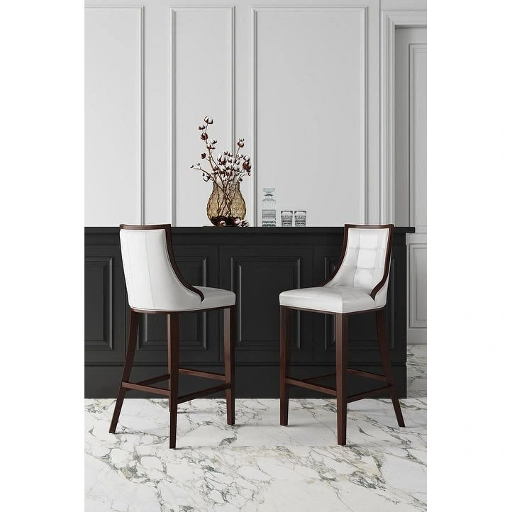 Manhattan Comfort Fifth Avenue 45 in. Walnut Beech Wood Bar Stool (Set of 3)