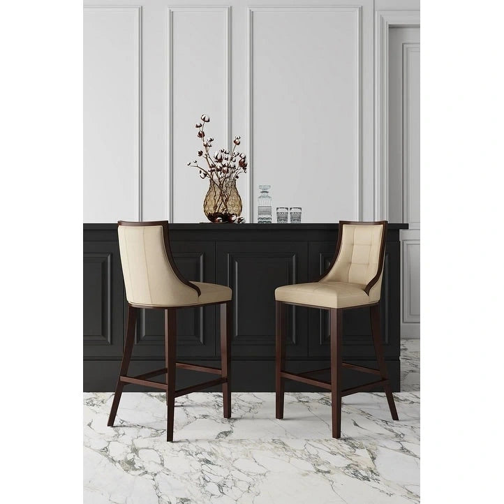 Manhattan Comfort Fifth Avenue 45 in. Walnut Beech Wood Bar Stool (Set of 3)