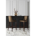 Manhattan Comfort Fifth Avenue 45 in. Walnut Beech Wood Bar Stool (Set of 3)