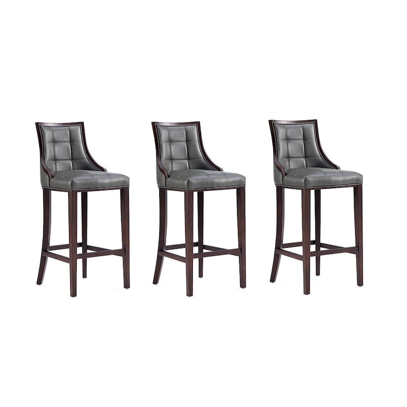 Manhattan Comfort Fifth Avenue 45 in. Walnut Beech Wood Bar Stool (Set of 3)