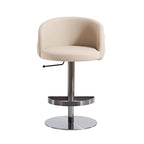 Khaki PU Bar Stool Adjustable Height and Swivel for Kitchens Bars Restaurants and Cafes