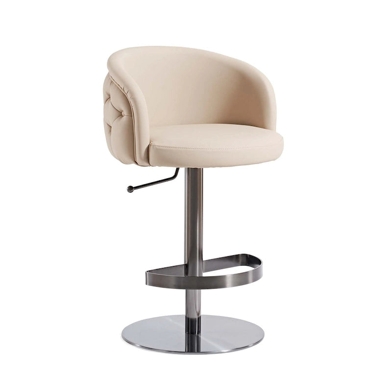 Khaki PU Bar Stool Adjustable Height and Swivel for Kitchens Bars Restaurants and Cafes