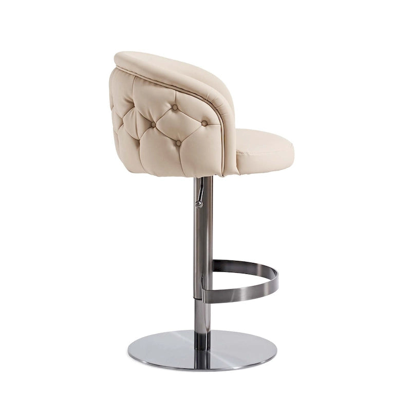 Khaki PU Bar Stool Adjustable Height and Swivel for Kitchens Bars Restaurants and Cafes