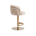 Khaki PU Bar Stool Adjustable Height and Swivel for Kitchens Bars Restaurants and Cafes