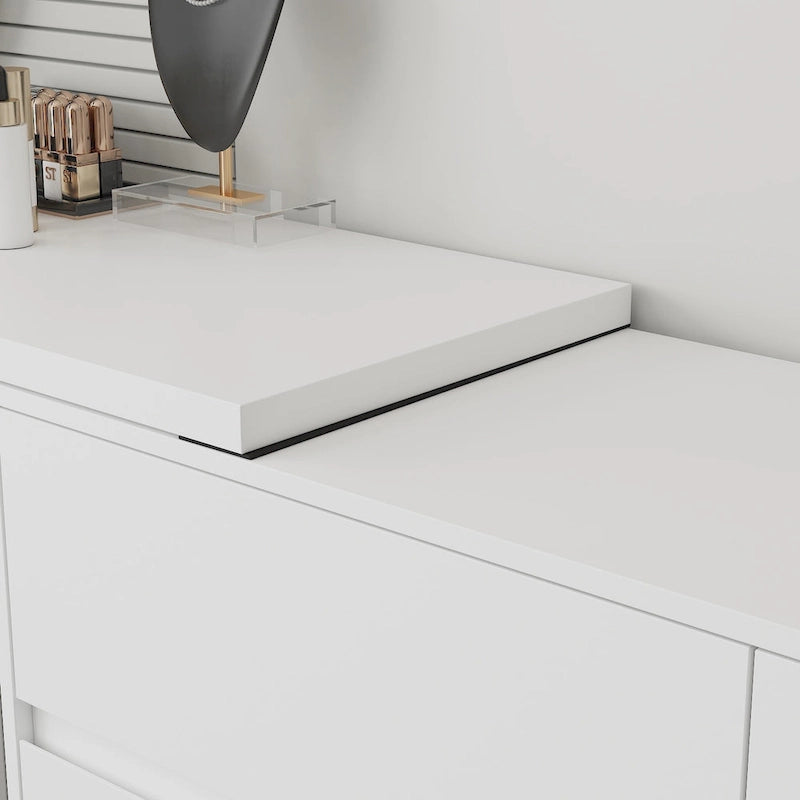 Timechee Home Rotating Dresser and Desk 6 Drawer Dresser Vanity Makeup