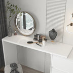 Timechee Home Rotating Dresser and Desk 6 Drawer Dresser Vanity Makeup