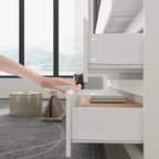 Timechee Home Rotating Dresser and Desk 6 Drawer Dresser Vanity Makeup