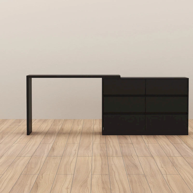 Timechee Home Rotating Dresser and Desk 6 Drawer Dresser Vanity Makeup