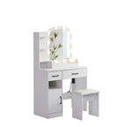 Vanity Table with Lighted Mirror and 3 Drawers and Storage Cabinet