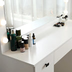 Vanity Table with Lighted Mirror and 3 Drawers and Storage Cabinet
