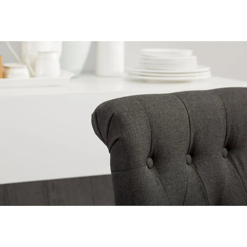 Roundhill Furniture Siena Counter Height Button Tufted Back Solid Wood Stools, Set of 2
