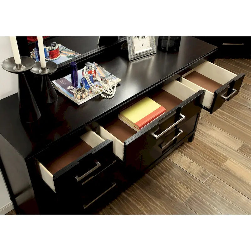 Tass Contemporary Wood 7-Drawer 2-piece Dresser and Mirror Set by Furniture of America
