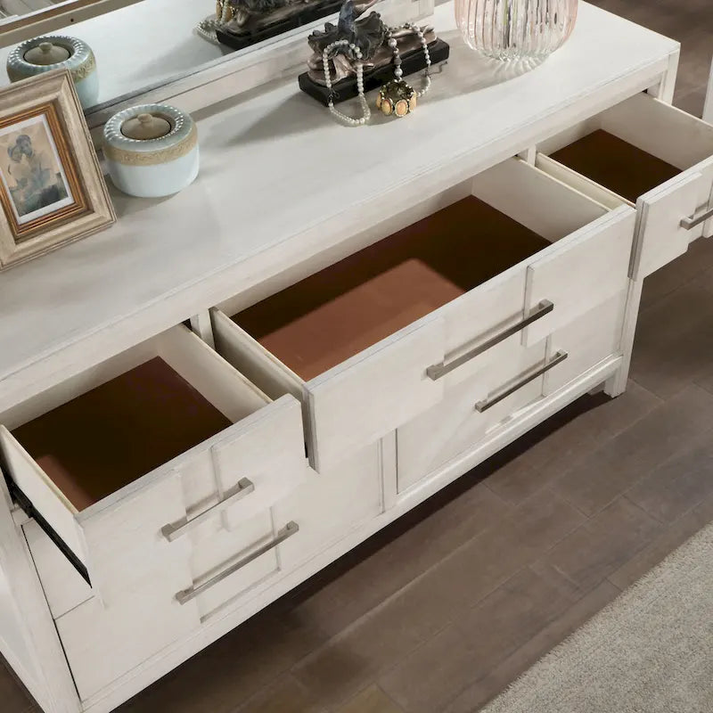 Tass Contemporary Wood 7-Drawer 2-piece Dresser and Mirror Set by Furniture of America