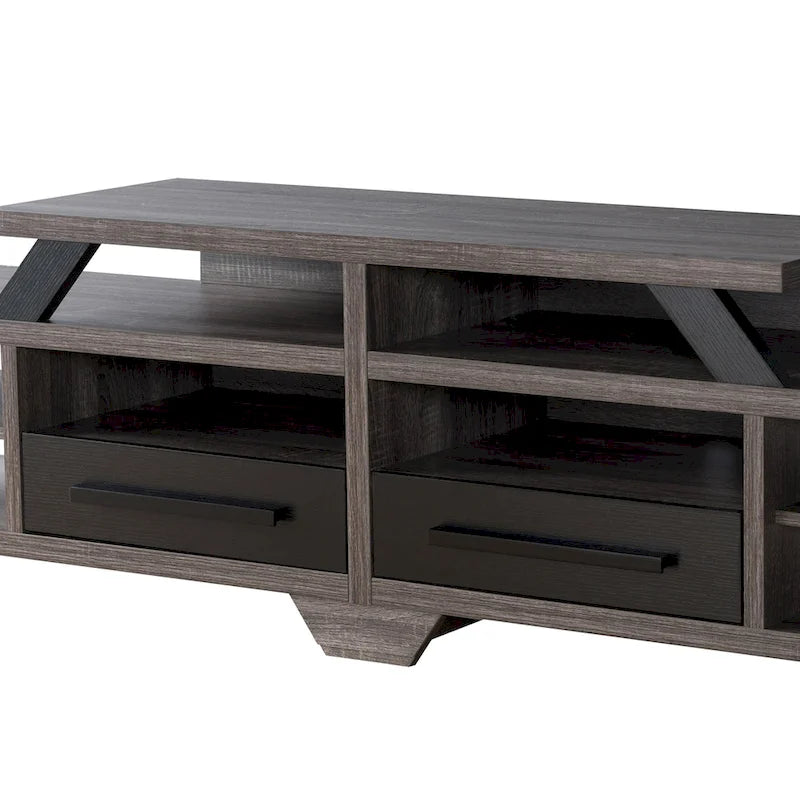 DH BASIC Modern Gray 82 Wide Open Shelf Tiered TV Stand by Denhour