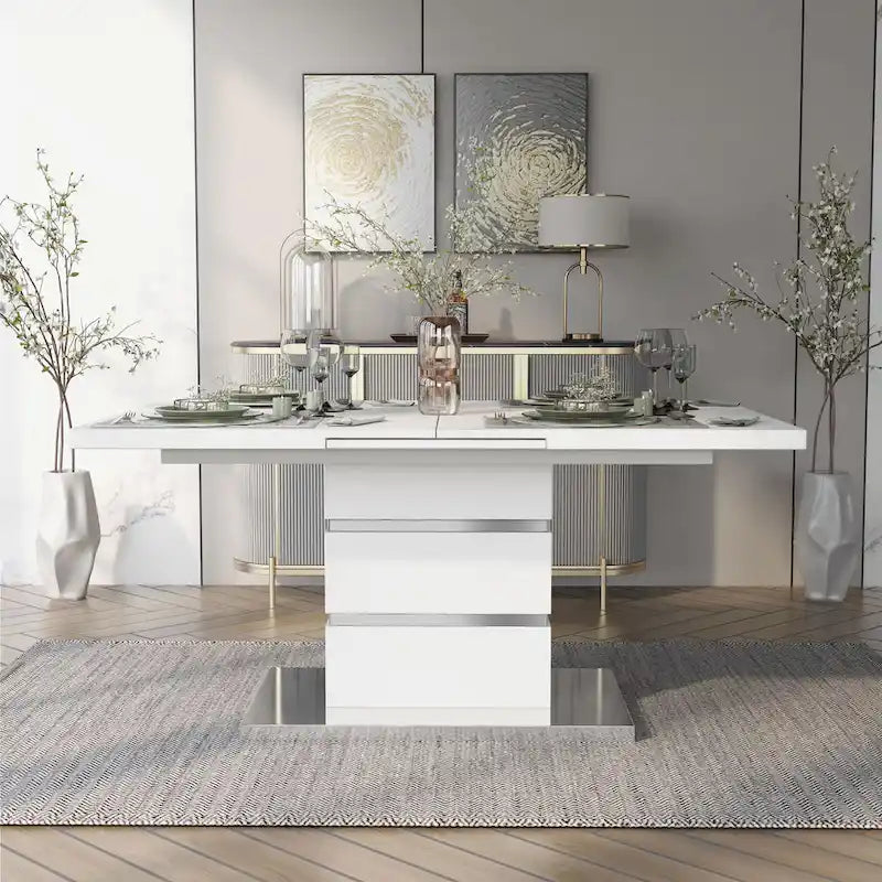 Furniture of America Borm White 78-inch Wood Expandable Dining Table