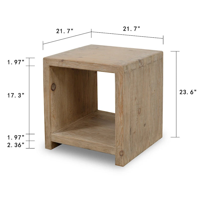 Artissance Capri Waterfall Side Table with Shelf Weathered Natural 22x22x24H