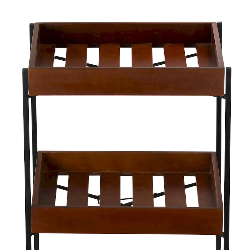 Winslow River of Goods Wooden Slat and Black Metal Storage Cart