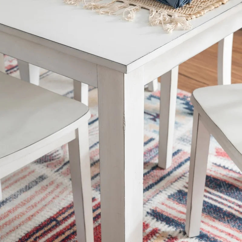 Harrow 5-piece White Farmhouse Dining Set