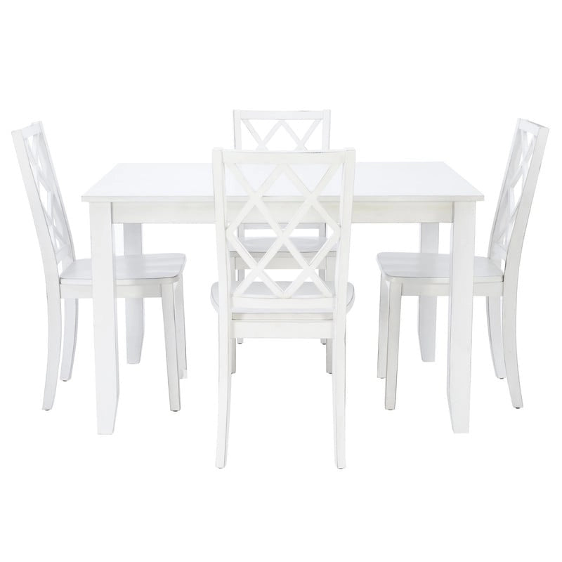 Harrow 5-piece White Farmhouse Dining Set