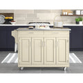  Puff Island White Finish with Stainless Steel Top Kitchen Cart