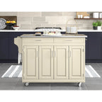  Puff Island White Finish with Stainless Steel Top Kitchen Cart