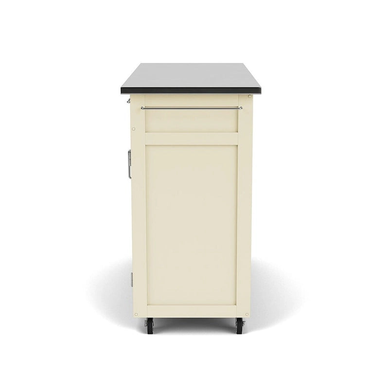 Puff Island White Finish with Stainless Steel Top Kitchen Cart