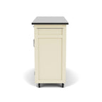 Puff Island White Finish with Stainless Steel Top Kitchen Cart