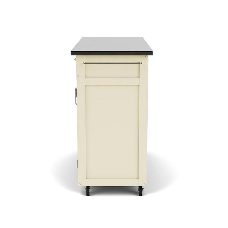 Puff Island White Finish with Stainless Steel Top Kitchen Cart
