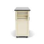 Puff Island White Finish with Stainless Steel Top Kitchen Cart