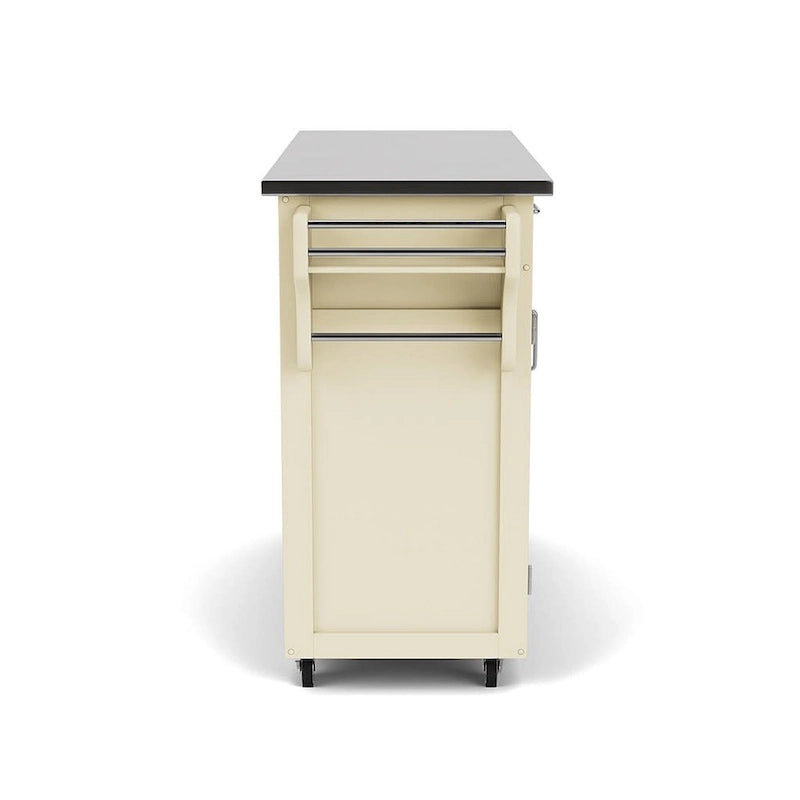 Puff Island White Finish with Stainless Steel Top Kitchen Cart