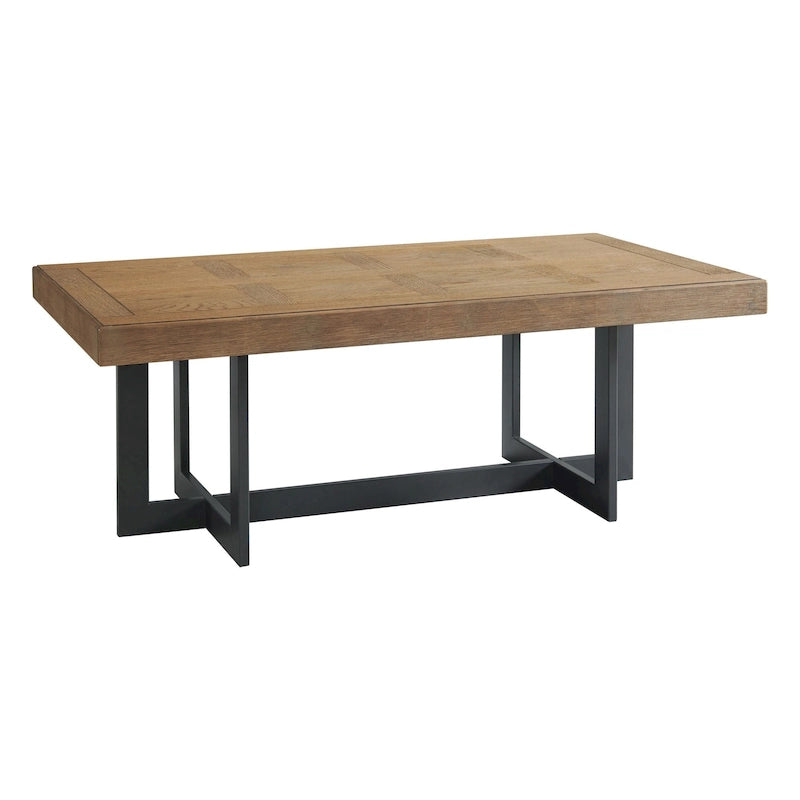 Eden 52 Wide Coffee Table with Metal Base, Rustic Dune