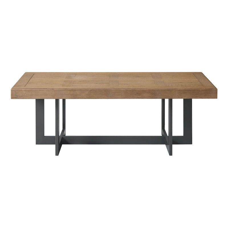 Eden 52 Wide Coffee Table with Metal Base, Rustic Dune