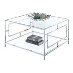 Convenience Concepts Town Square Chrome Square Coffee Table with Shelf
