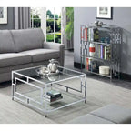 Convenience Concepts Town Square Chrome Square Coffee Table with Shelf
