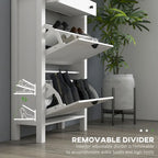 White Freestanding Shoe Storage Cabinet with 2 Flip Drawers