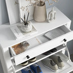 White Freestanding Shoe Storage Cabinet with 2 Flip Drawers