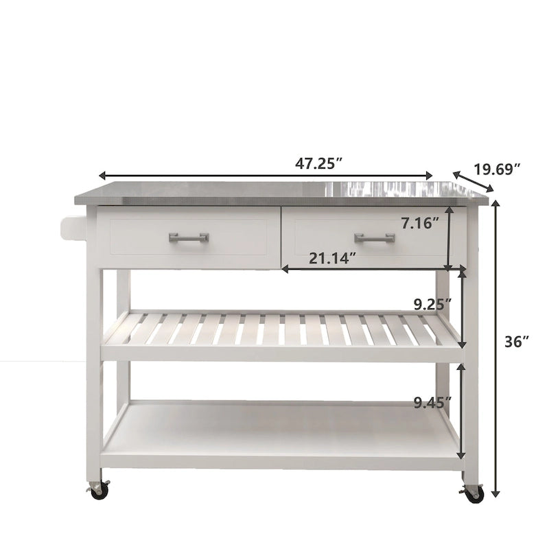 Stainless Steel Top Kicthen Cart With Two Drawers