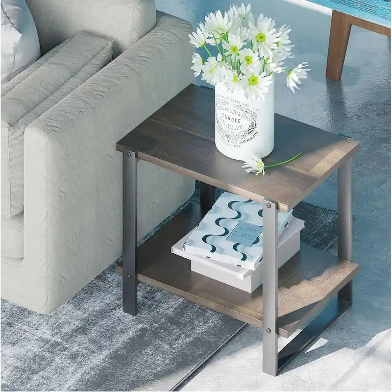 Priage by ZINUS 21 Brown Solid Wood Side Table