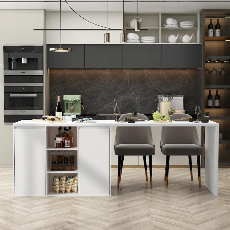 Island Kitchen Table Ding Table with Storage and Dining Function - 82.7W