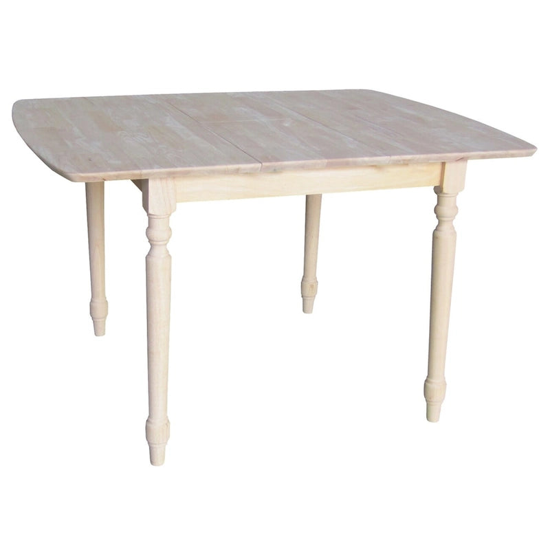 International Concepts Unfinished Turned Style Parawood Dining Table with Butterfly Extension