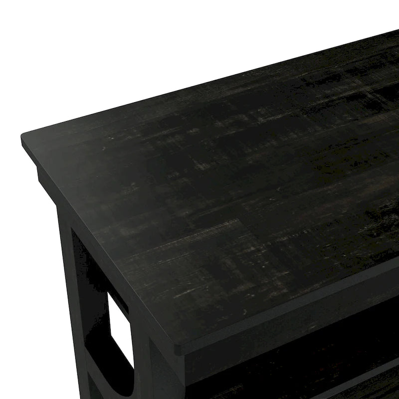 DH BASIC Farmhouse Black Oak 47-inch 3-Open Shelf Console Table by Denhour