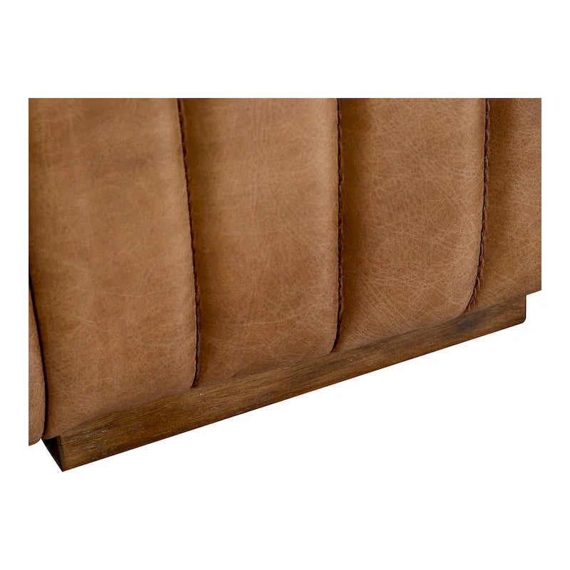 Aurelle Home Rustic Channel-Stitched Leather Sofa