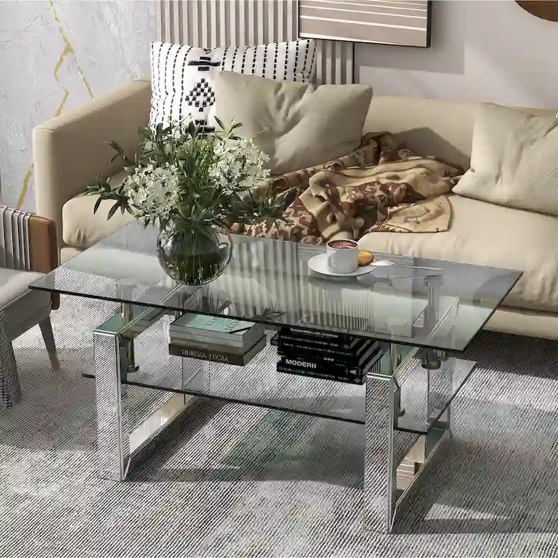 Transparent tempered glass coffee table, coffee table