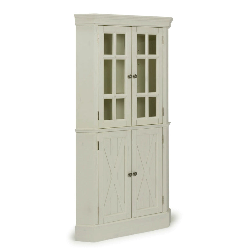 Corner Cabinet - Off-White - Glass & Wood Doors