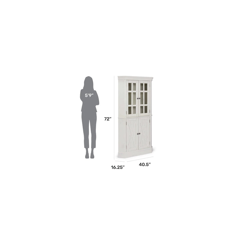 Corner Cabinet - Off-White - Glass & Wood Doors