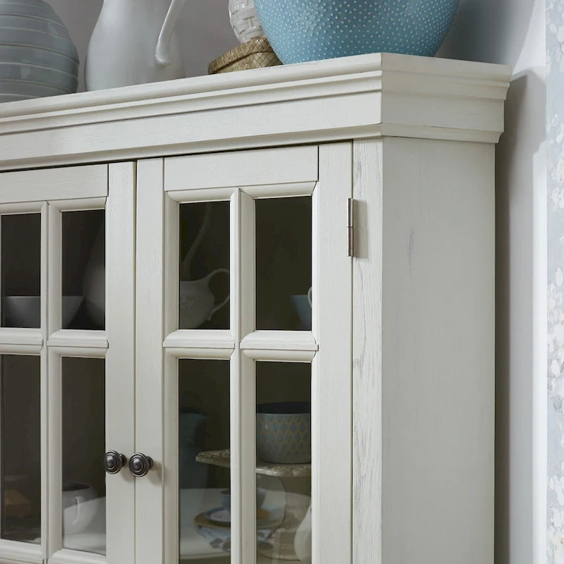 Corner Cabinet - Off-White - Glass & Wood Doors